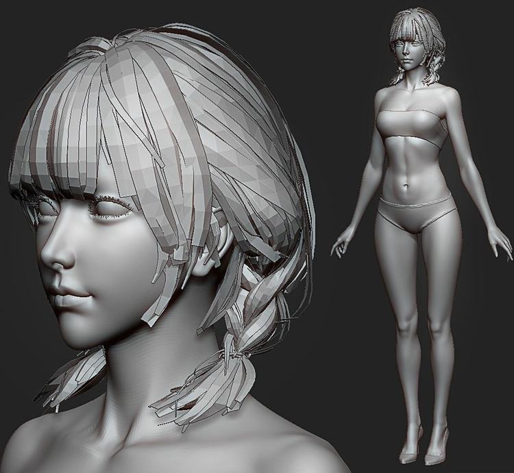 zbrush女性身体基础模型zb画笔建模设计素材塑形纹理填充雕刻图案C4016