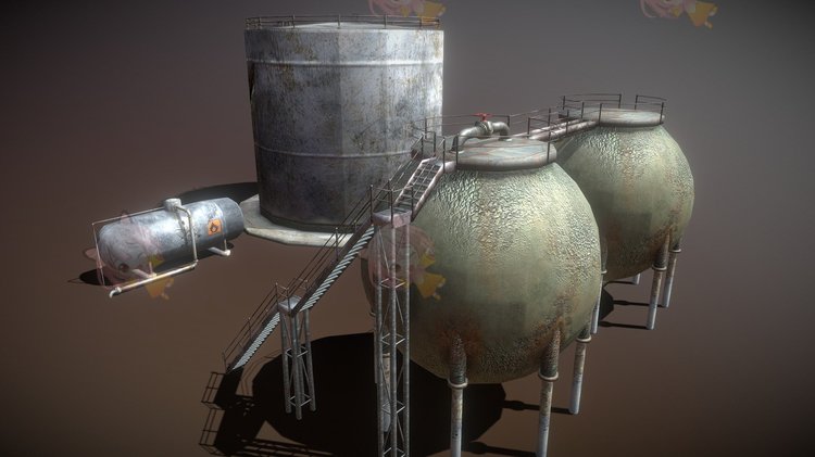 C4D大型工业储存罐低聚3D模型blender渲染fbx建模obj设计maya素材C4084