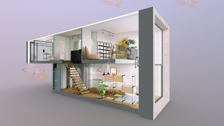 C4D公寓卧室书房客厅整套3D模型blend渲染fbx建模obj素材maya设计C4086