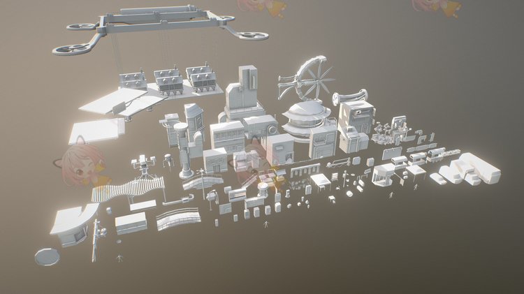 C4D赛博朋克UE4城市资产3D模型blend渲染fbx建模obj素材maya设计C4098