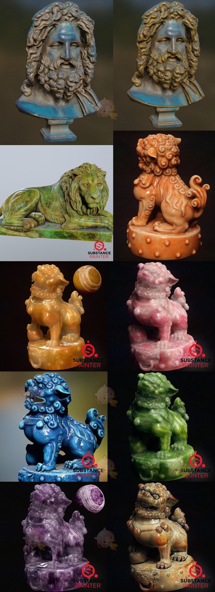 sp翡翠玉石宝石玉器珠宝水晶瓷器陶瓷智能材质球贴图纹理设计素材C4137