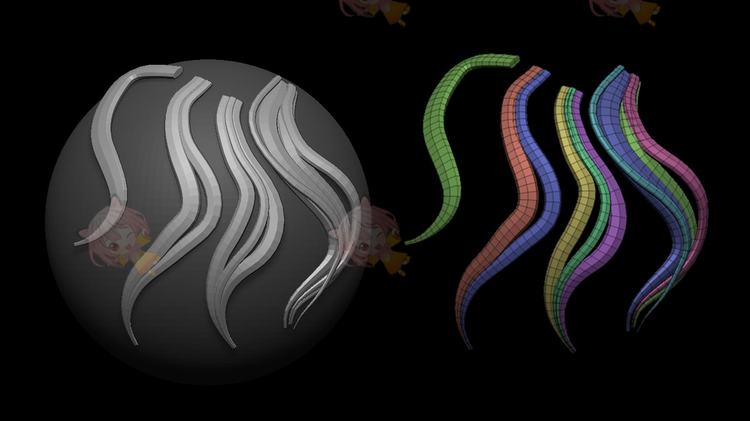 zbrush头发大波浪长发笔刷zb画笔建模3D设计素材塑形纹理填充雕刻C4146