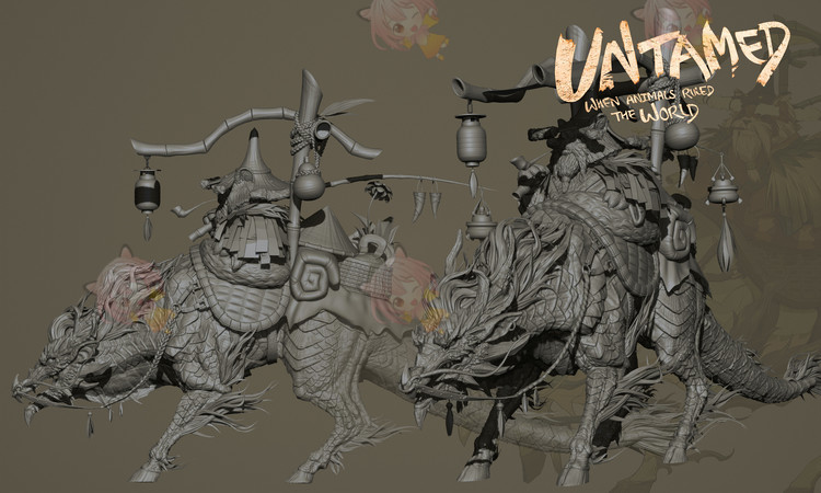 C4D卡通魔幻怪物动物坐骑maya熊猫3D模型blend渲染fbx建模obj素材C4151