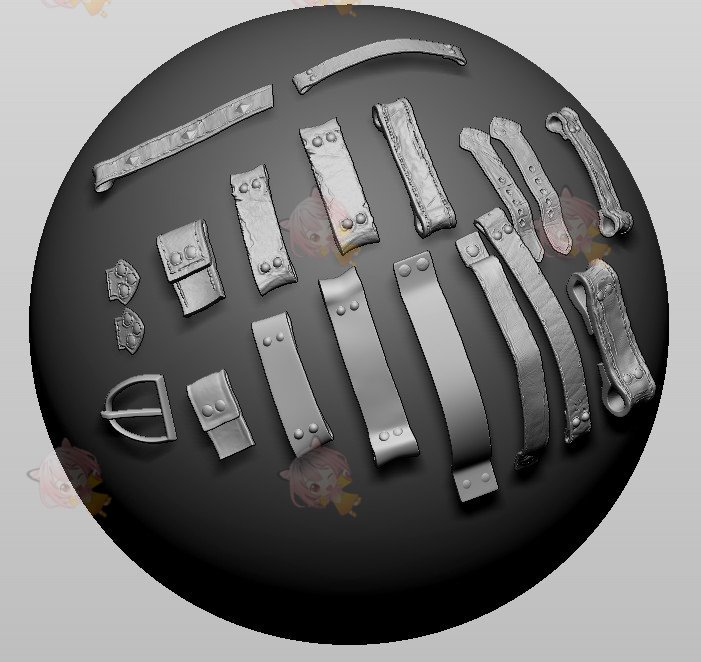 zbrush皮带连接器IMM笔刷fbx模型建模渲染zb画笔塑形纹理雕刻素材C4161
