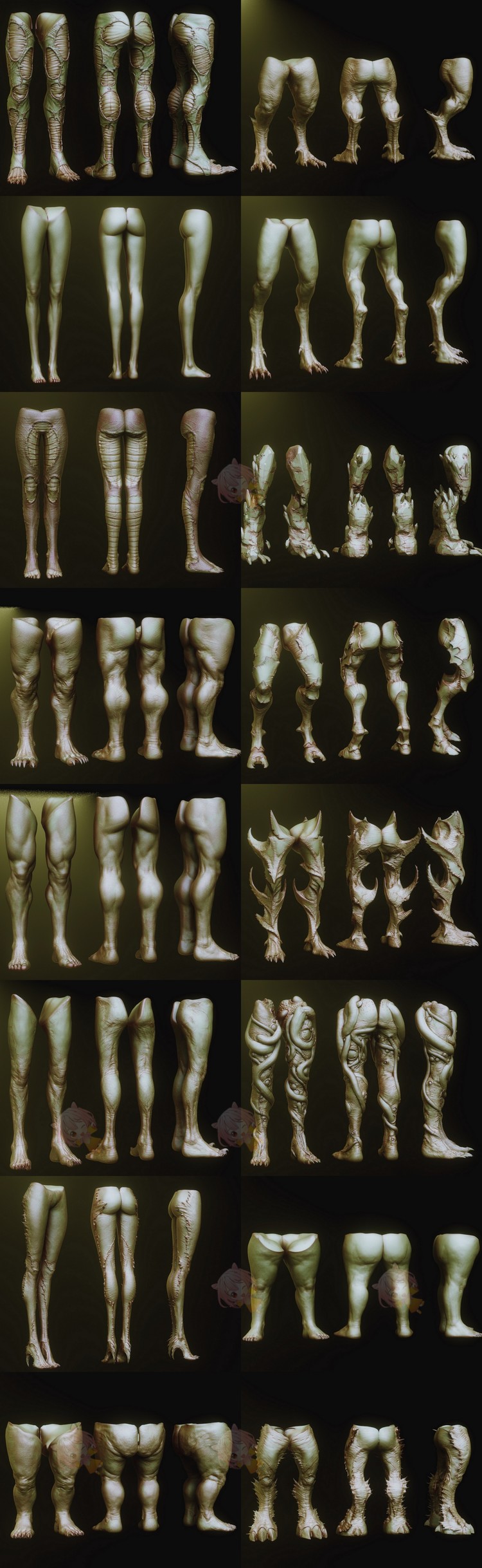 C4D怪物怪兽腿下肢ztl蹄子模型obj渲染fbx建模zbrush素材zbp笔刷C4164