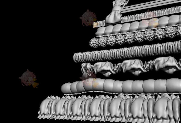 zbrush衣服衣带曲线笔刷褶皱花边zb画笔建模设计素材塑形纹理填充C4174