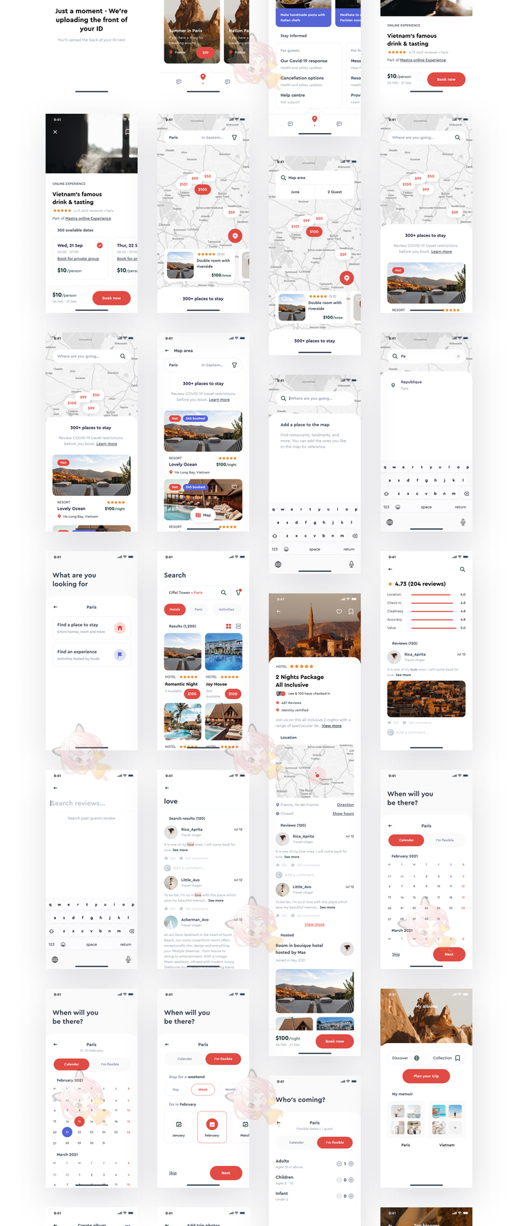 fig旅行预订应用UI套件模板程序sketch定制界面设计Figma素材xdU506