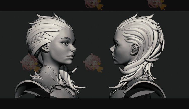 zbrush卡通头发IMM笔刷zb画笔建模设计素材塑形纹理填充游戏美术C4184