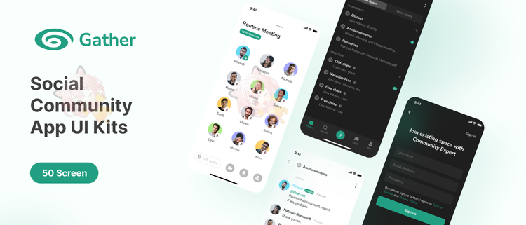 Figma社交社区应用程序UI套件设计用户界面模板fig明暗主题可编辑 U512