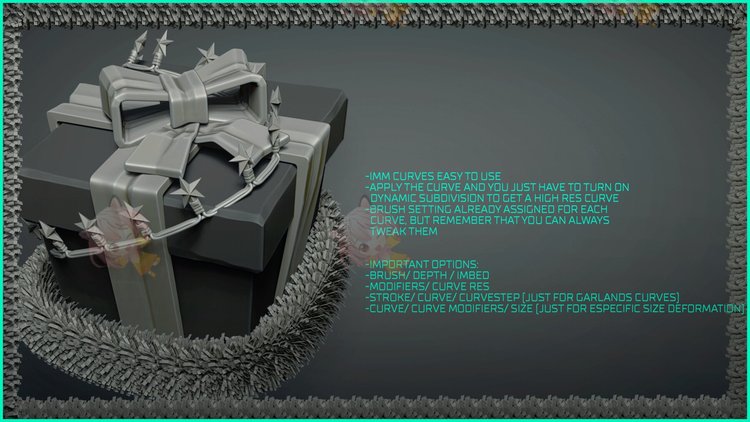 C4D圣诞节礼盒蝴蝶结模型zbrush笔刷obj建模fbx渲染白膜设计素材C4200