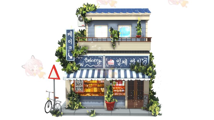 C4D卡通漫画风商店街边房屋3D模型blender渲染fbx建模obj素材设计C4205