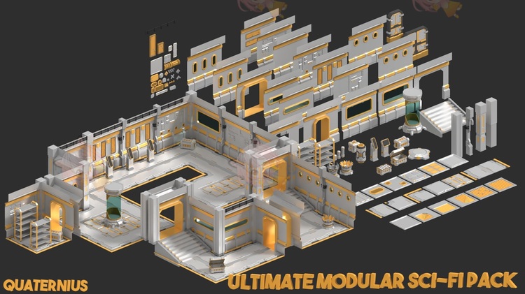 C4D模块化科幻资产道具房屋建筑3D模型blender渲染fbx建模obj素材C4212