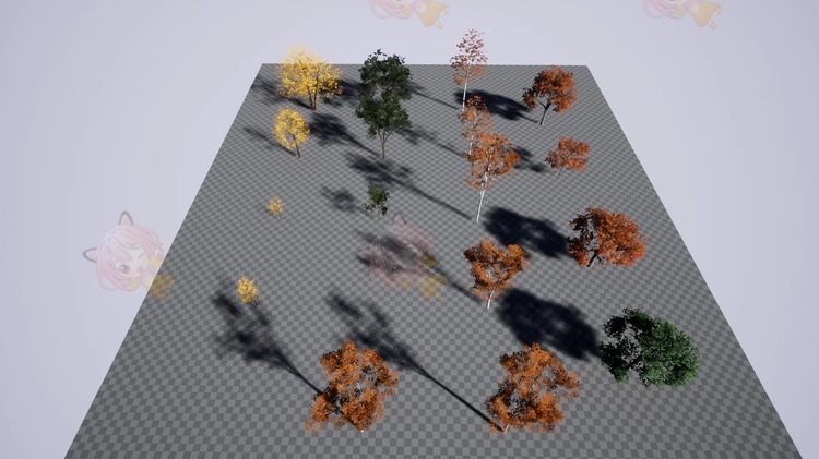 UE4行道树榆树银杏悬铃木白桦模型虚幻4工程源文件PBR材质3D素材C4248