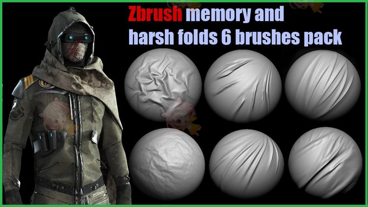 zbrush衣服织物布料皮革褶皱折痕折叠alpha贴图纹理设计zbp素材C4273