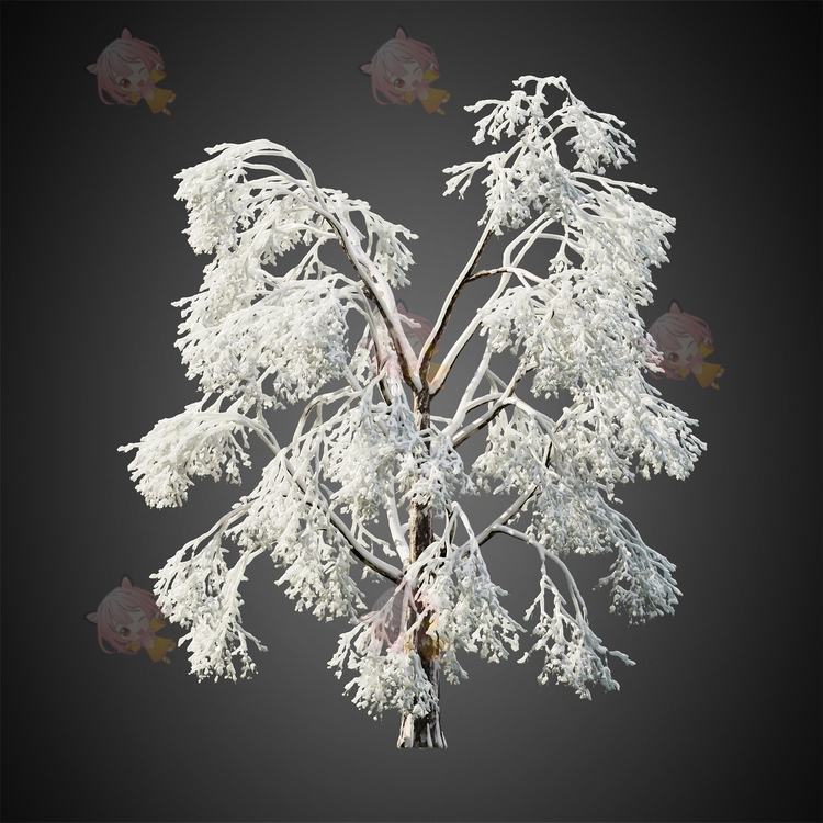 冬季落雪下雪白雪结冰雾凇植物树木仿真3D模型max建模corona渲染C4288