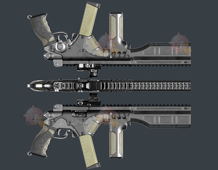 C4D创意科幻冲锋枪游戏资产3D模型max渲染fbx建模obj素材maya设计C4296