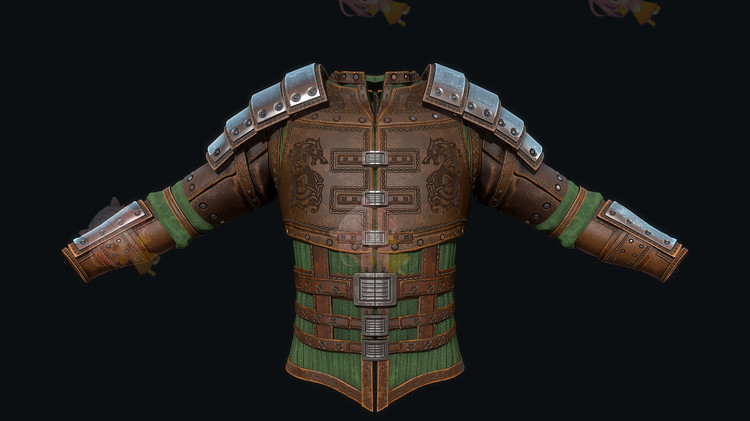 C4D中世纪武士骑士战士轻皮甲护甲3D模型max渲染fbx建模obj素材C4297