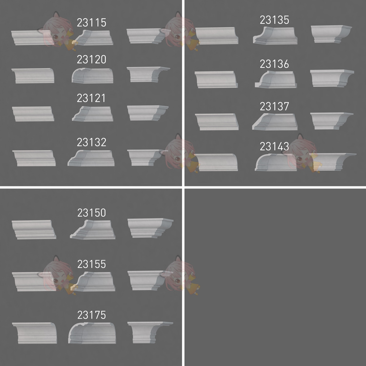 灰泥天花板檐口3D模型渲染建模素材设计max塑形填充游戏美术雕刻C4317