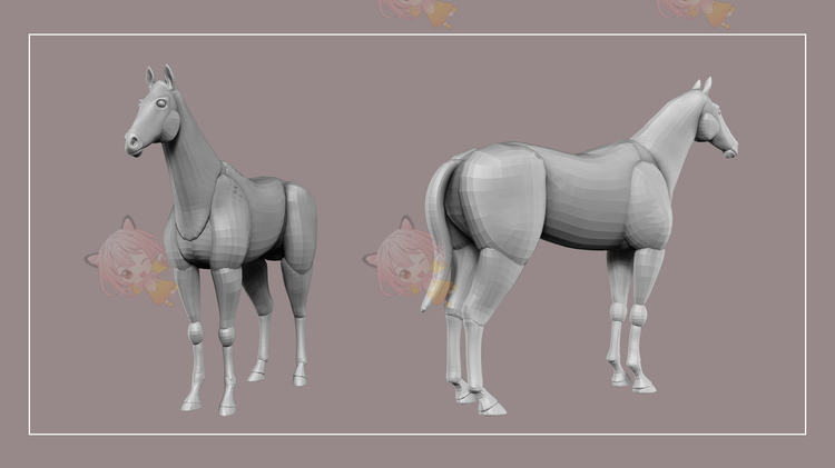 C4D马基础网格模型3D渲染fbx建模obj素材ztl设计zbrush源文件雕刻C4324