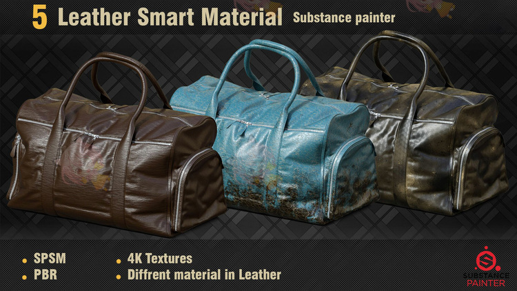 spsm皮革皮包皮衣智能材料Substance Painter贴图3D纹理磨损写实C4332
