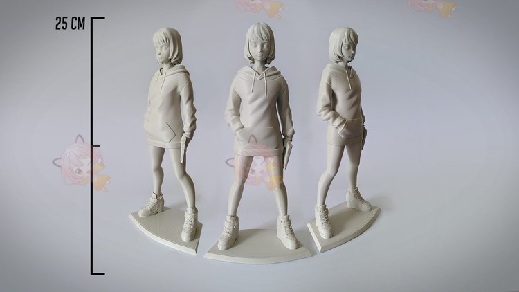 C4D卡通动漫短发女孩女生打印3D模型资产渲染建模obj素材maya设计C4338