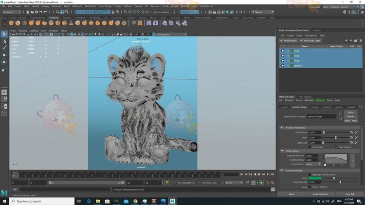 Maya可爱卡通雪豹猫咪宠物豹子3D模型渲染建模设计ma素材源文件C4348