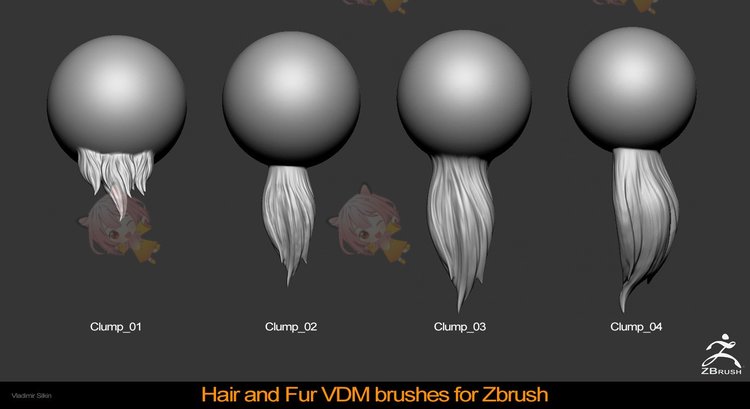 zbrush头发毛发皮毛VDM笔刷zb画笔建模塑形填充游戏美术雕刻图案C4358