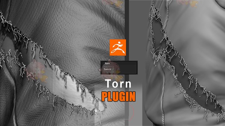 zbrush织物布料撕裂切割zb建模素材塑形纹理填充游戏美术雕刻图案C4359