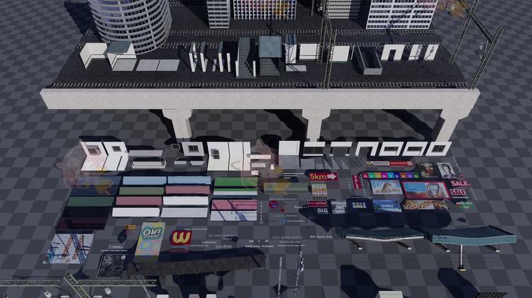 UE4模块化建筑城市资产包交通信号灯售票亭火车轨道车站模型建模C4360