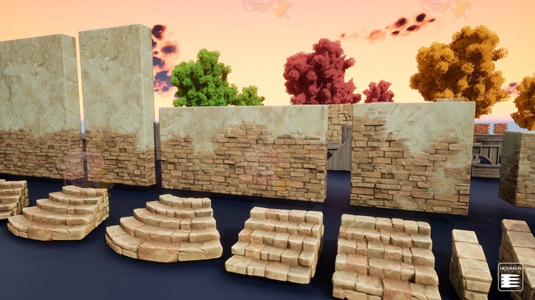 UE4程式化卡通村庄游戏电影模块化资产幻想建筑场景房屋设计素材C4361