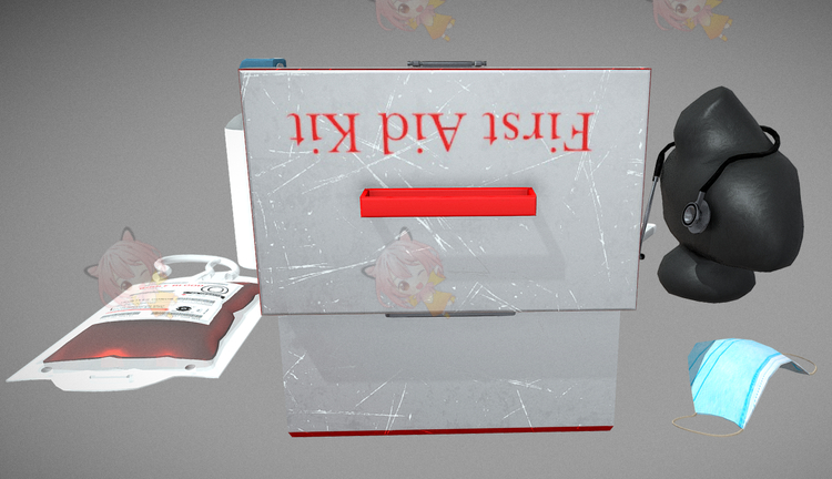 C4D医疗用品托盘针急救箱绷带obj盒装药fbx温度计blend血袋3D模型C4388