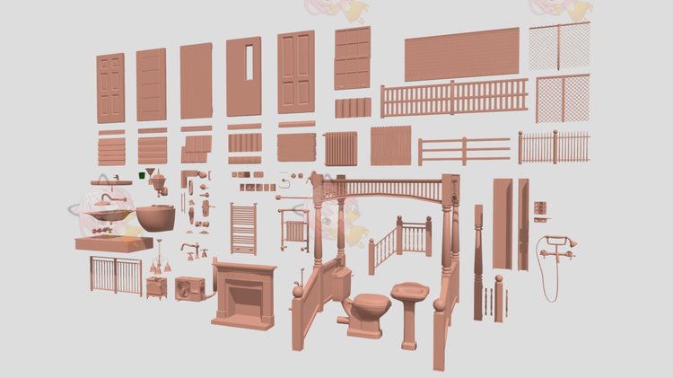 C4D建筑配件门把手洗手间淋浴模型blend渲染fbx建模obj素材可商用C4389