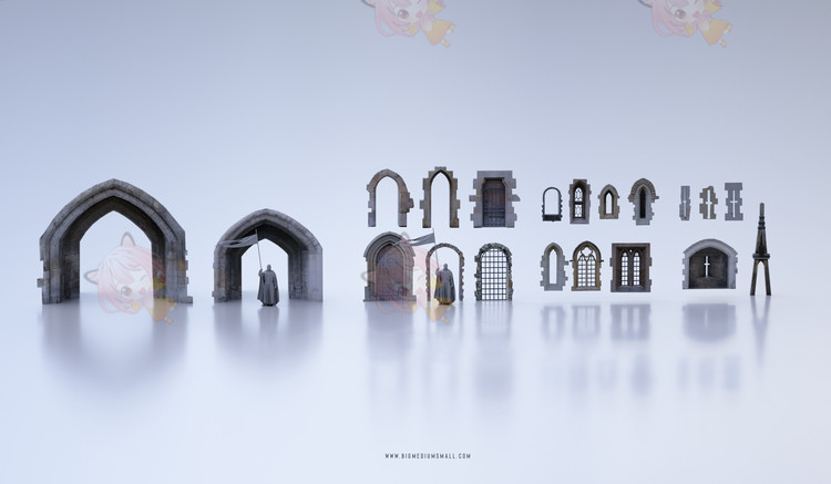 C4D中世纪资产武士头盔盾牌旗帜obj农民3D模型blender渲染fbx建模C4401