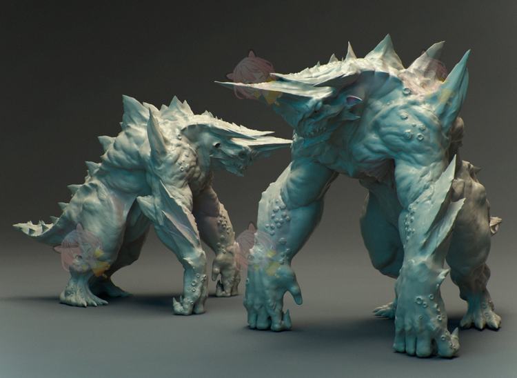zbrush生物怪兽身体部件肢体龙舌短喙背钉耳朵zb画笔建模素材塑形C4407