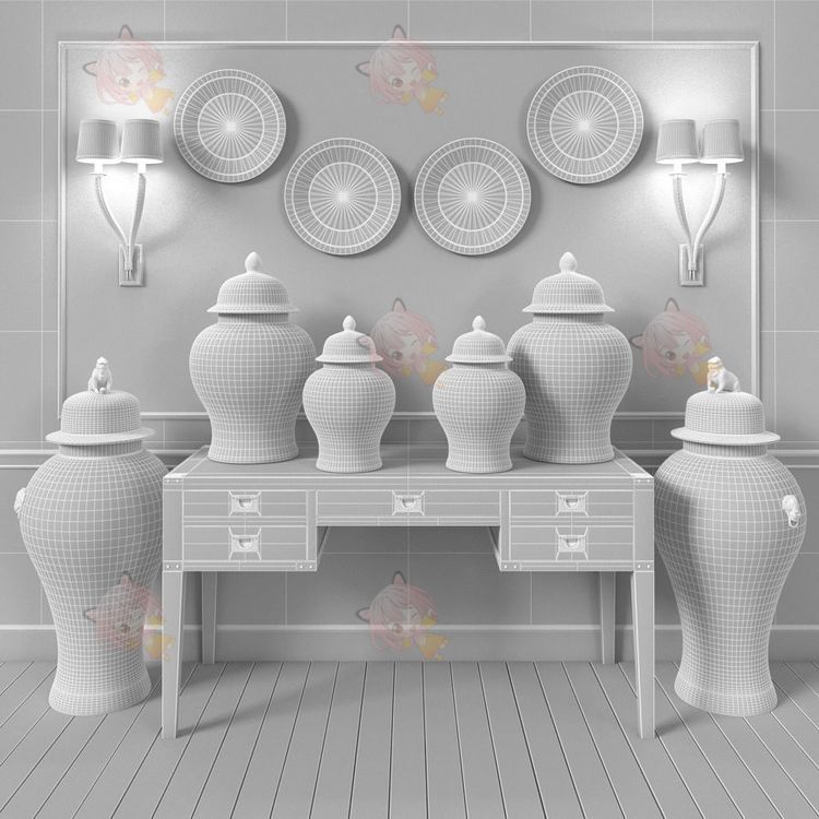C4D青花瓷古典瓷瓶花瓶3D模型设计maya渲染fbx建模obj素材max文件C4412