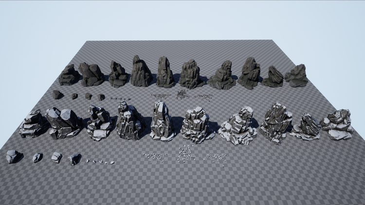 UE4卡通风格化岩石石头石块碎石模型建模uasset设计素材源文件B28