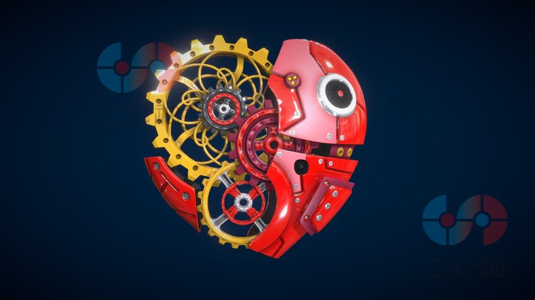 C4D科幻机械卡通心脏3D模型blend渲染fbx建模obj设计maya素材下载C4447
