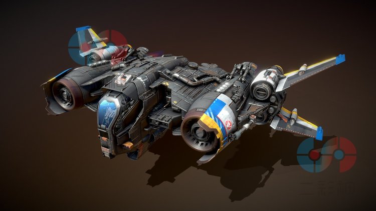 C4D科幻机械战舰战船游戏宇宙飞船3D模型blend渲染fbx建模obj素材C4449