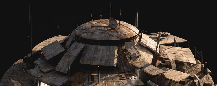 战争堡垒寺庙车间防空洞通讯塔巢穴星际地下星空基地废土模型建模渲染K63