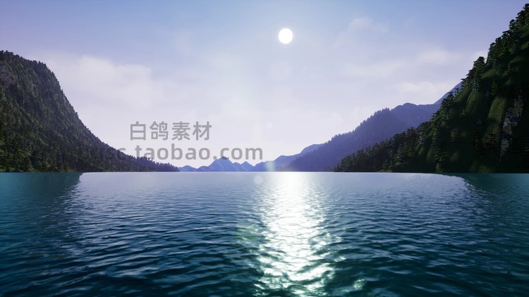 UE4三峡地理环境景观风景水面青山绿水3D模型建模渲染设计素材源文件B49