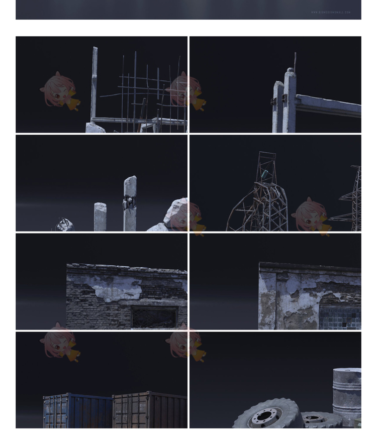 C4D世界末日人物绑定角色武器车辆直升机建筑模型渲染fbx建模obj C4453