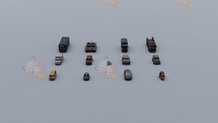 C4D战后车辆破旧世界末日反乌托邦obj交通工具3D模型blender渲染fbx建模C4455
