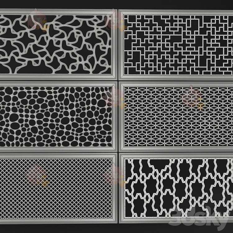 C4D墙板格子装饰物3D max模型blender渲染fbx建模obj设计maya素材C4461