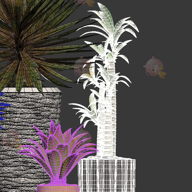 4种现代C4D室内植物盆栽绿植观赏装饰品花瓶3D模型fbx建模obj素材C4463