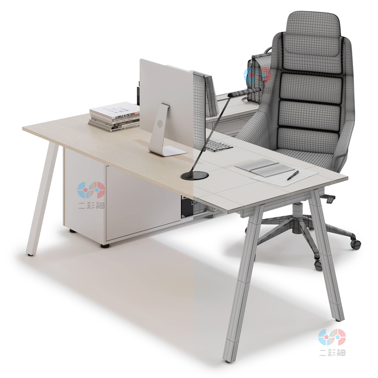 C4D现代简约办工桌电脑椅子3D模型blender渲染fbx建模obj设计素材C4469