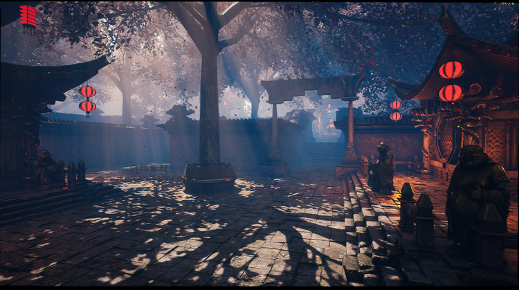 UE4虚幻引擎日式山水街道自然景观房屋建筑场景东方玄幻设计素材B55