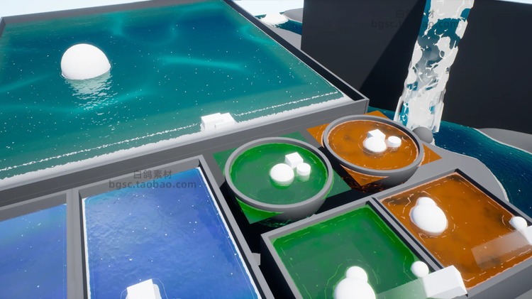 UE4虚幻引擎水面风格化定制瀑布流体表面腐蚀性纹理设计素材B70
