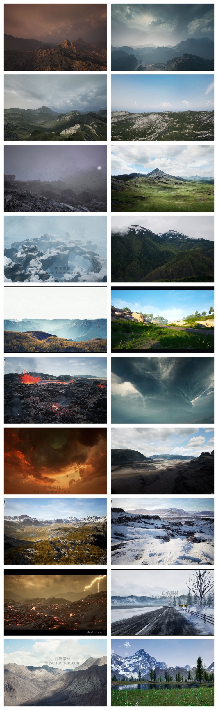UE4地表地貌山川地形雪地山林火山森林月球河流环境场景设计素材B78