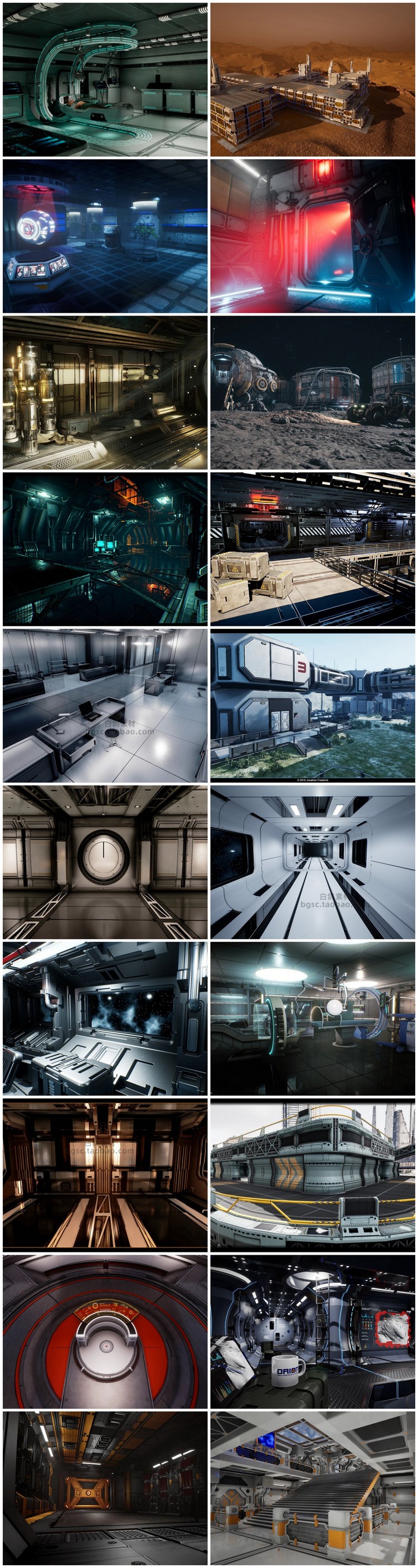 UE4航空航天星际旅行赛博朋克科幻战舰外星球基地钢铁城市3D模型B79