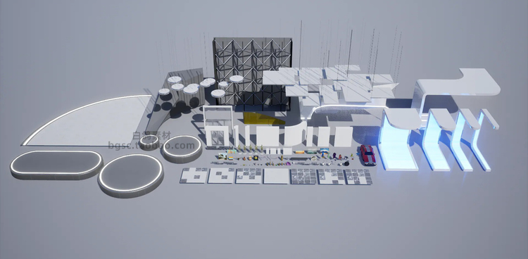 UE4艺术时尚汽车画廊展柜2K纹理虚拟引擎电影游戏资源场景环境素材B86